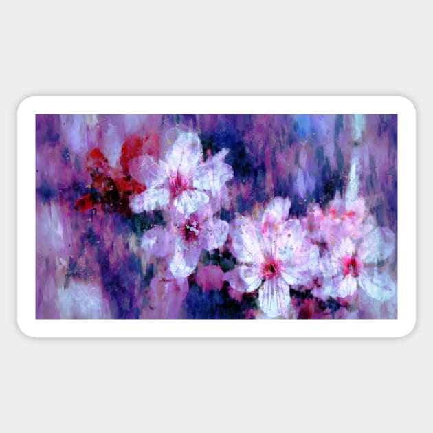 Pretty Almond Blossom Watercolor Sticker by Design Shack